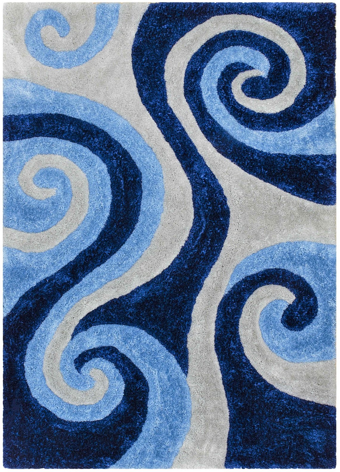 3-D Hand Carved Shaggy Rug - Soft Modern Colors