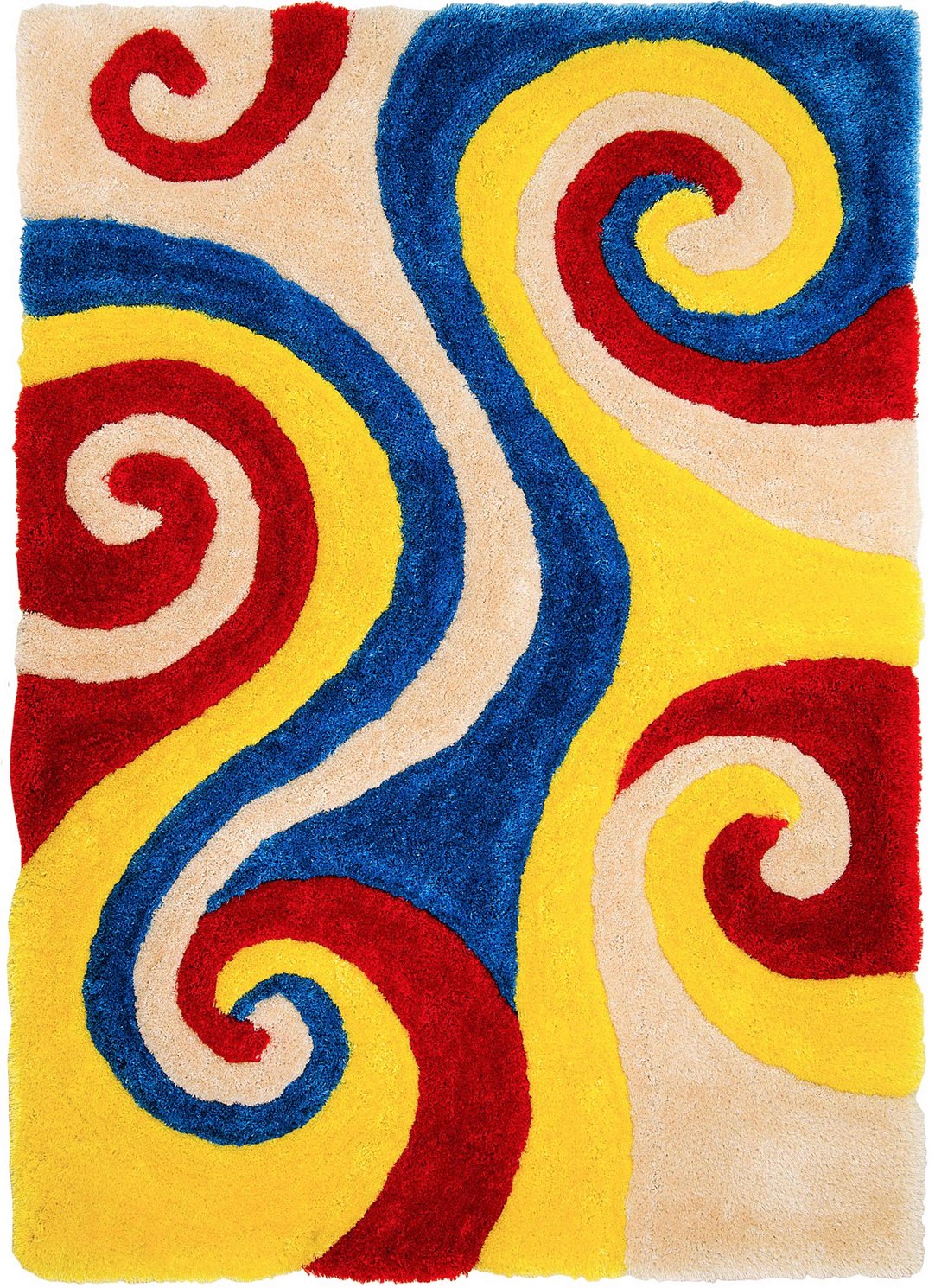 3-D Hand Carved Shaggy Rug - Soft Modern Colors