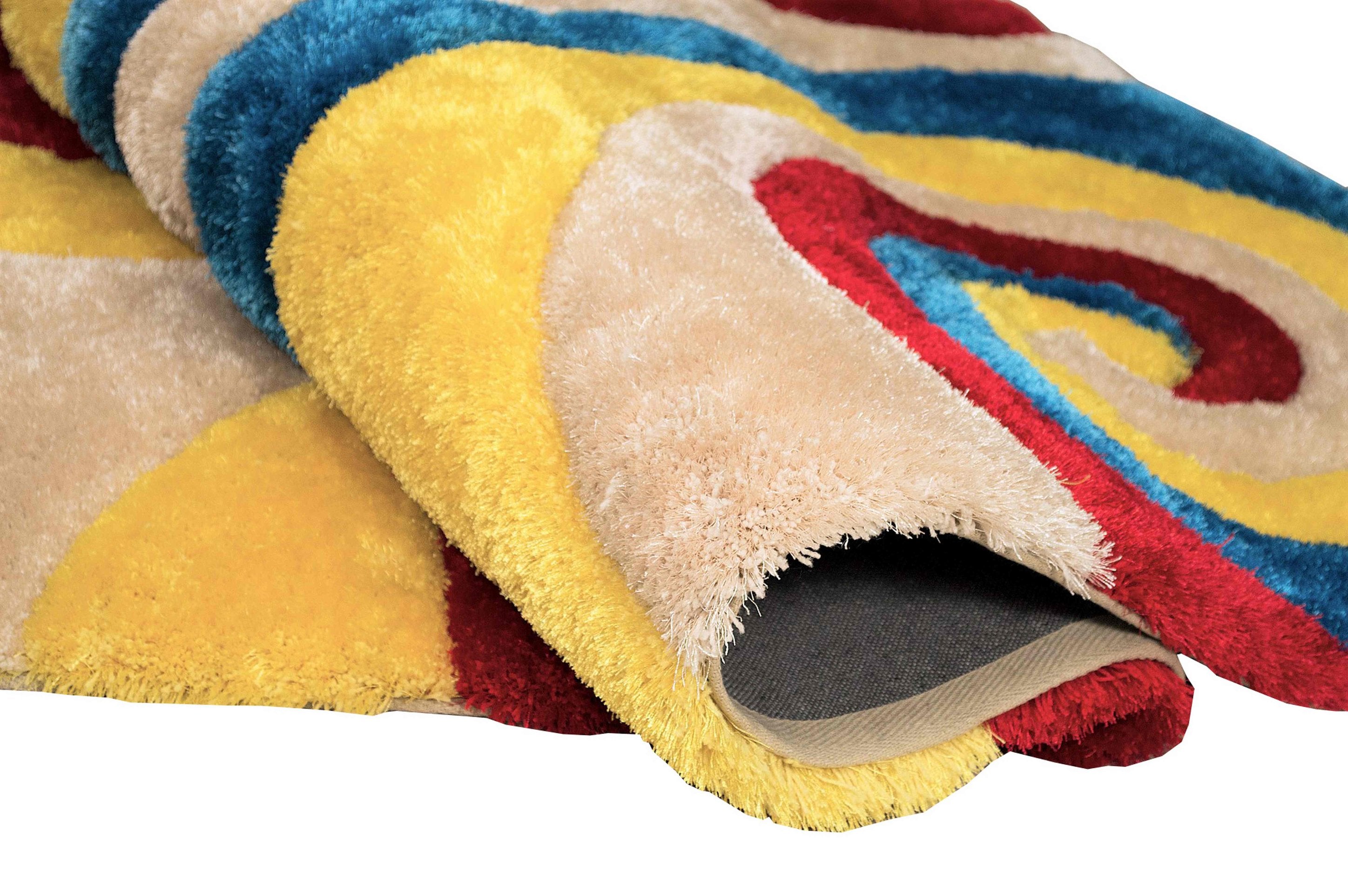 3-D Hand Carved Shaggy Rug - Soft Modern Colors