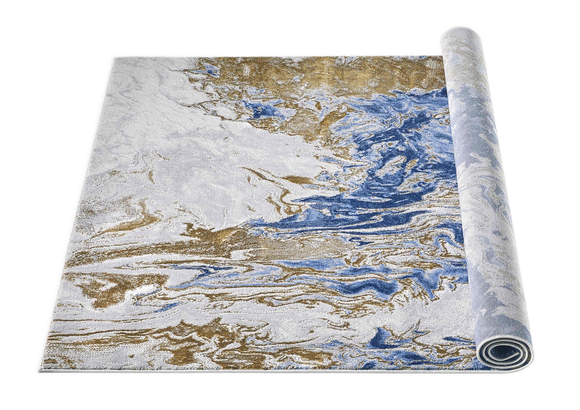 Abrash Rugs Ocean Pattern Gold, Mocha, Blue #50