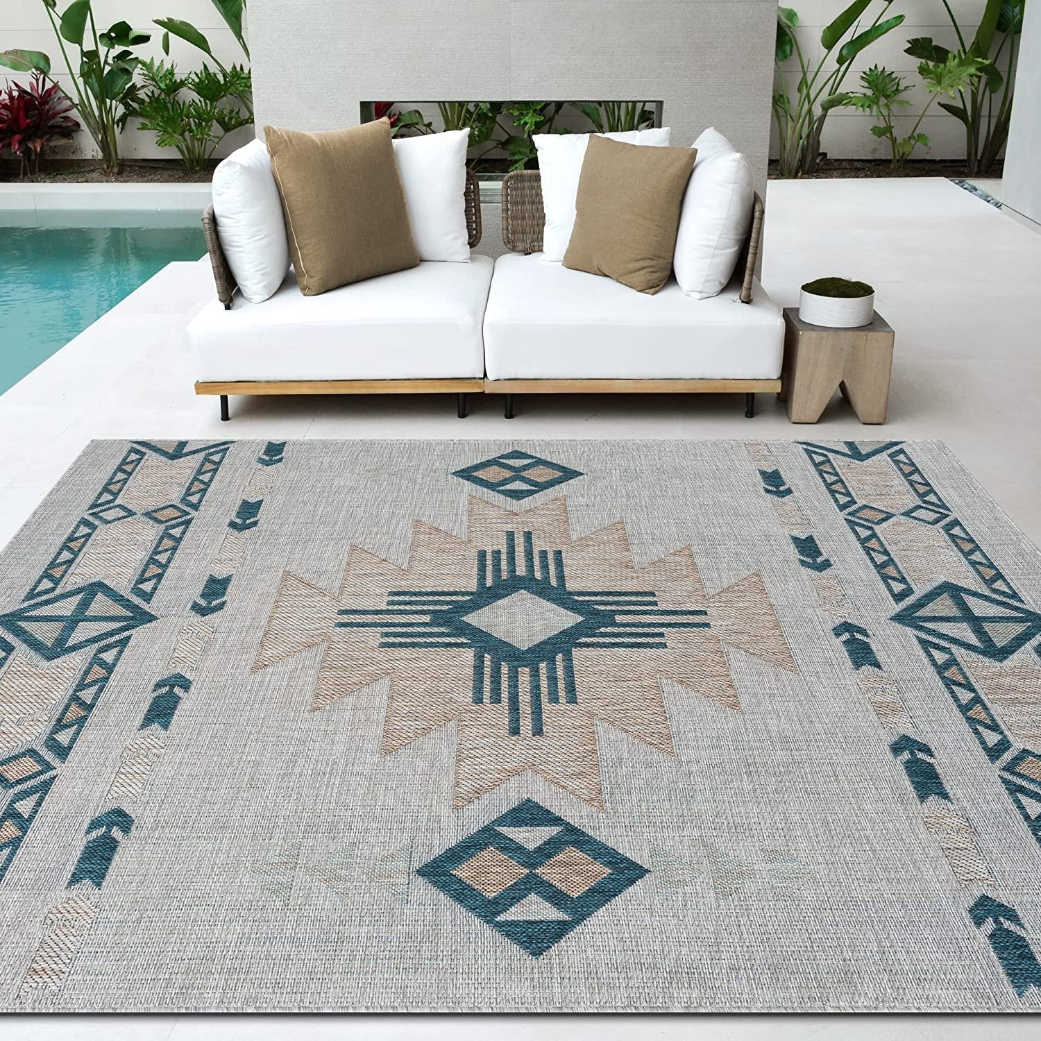 Southwestern Navajo Outdoor Rug – Waterproof and Fade-Resistant – 5x7 & 8x10 Sizes