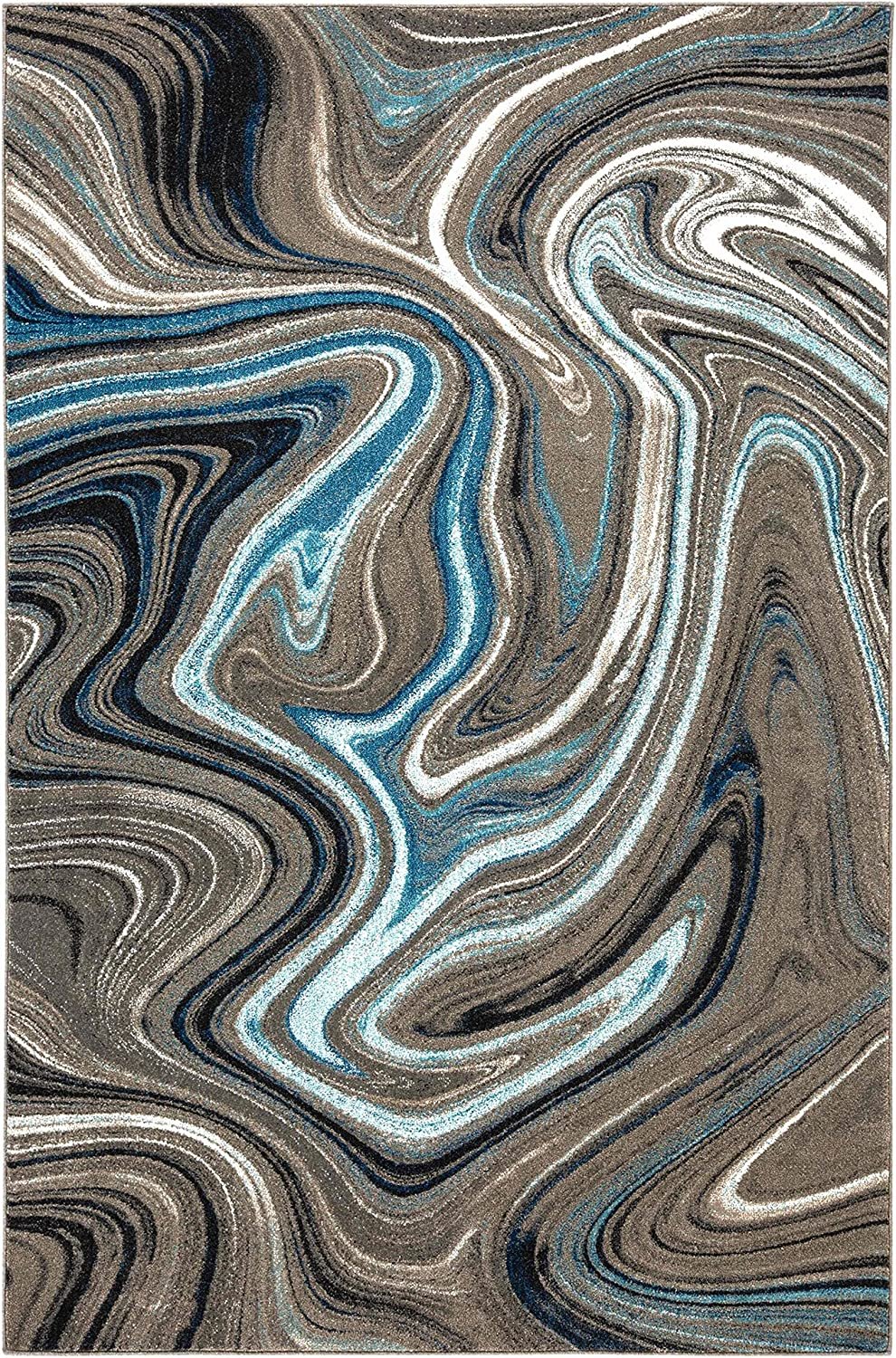 Marble Rugs Grey Blue Multi Color Abstract #77