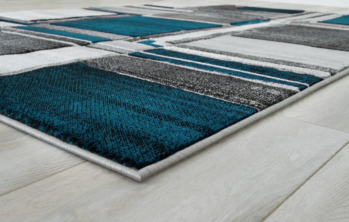 Cubism/Squares Modern Hand Carved Area Rug 15