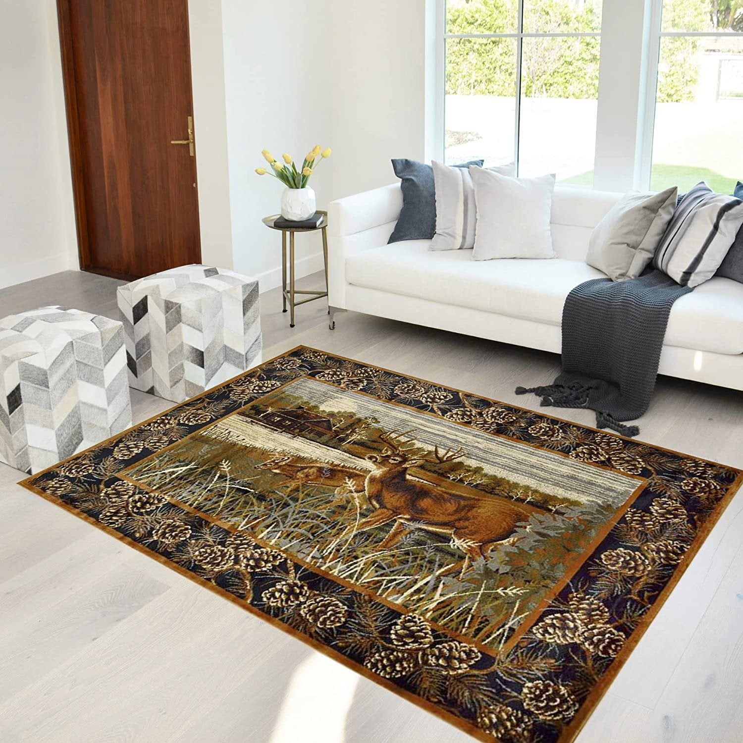 HR Cabin Nature and Animals Multicolor Deer Décor Rugs