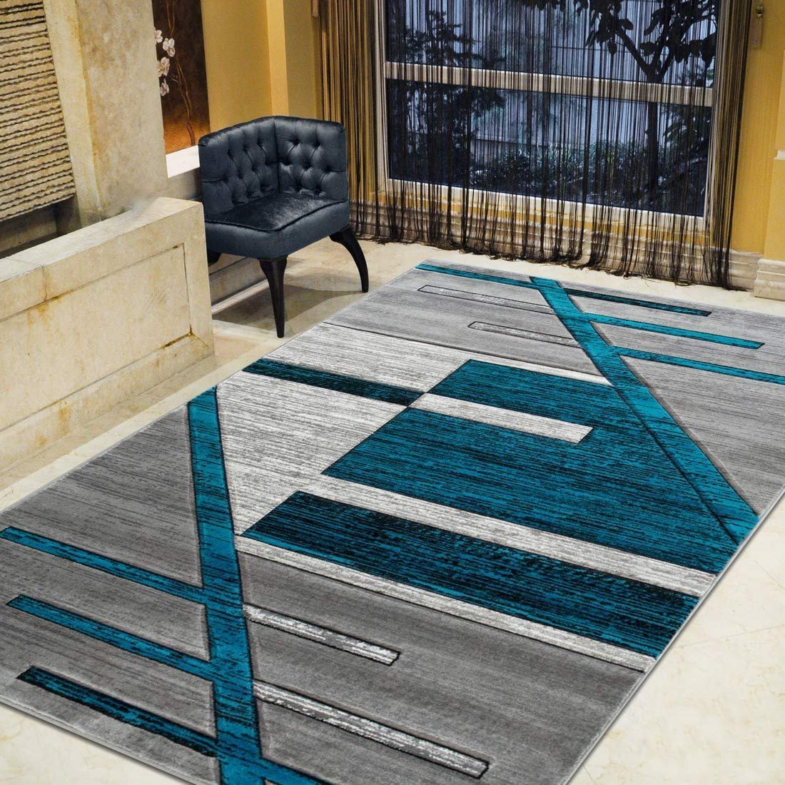 Monochromatic Rug/Linier Design Hand Carved 11