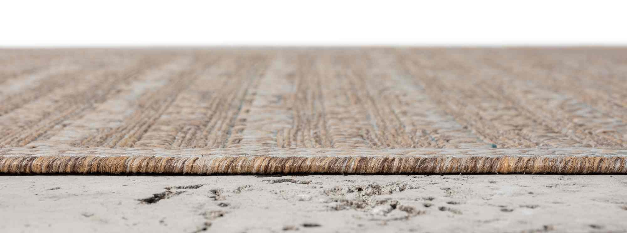 Outdoor Rug for Patio or Porch – Waterproof, Stain-Proof – Geometric Stripes in Blue, Beige, Gray