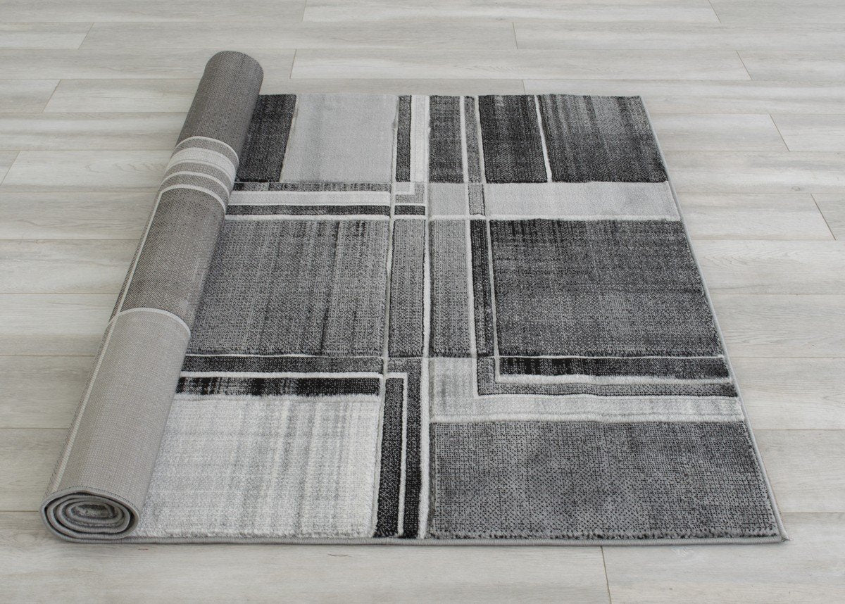 Cubism/Squares Modern Hand Carved Area Rug 15