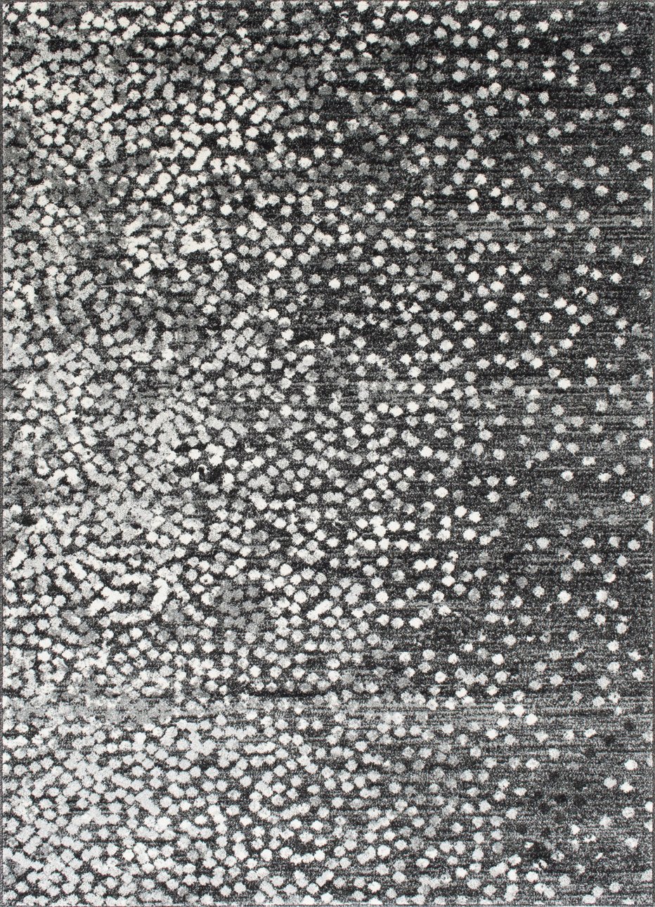 Silver/Ash Gray Polka Dot Pattern Fashion Rug (7x10 feet)