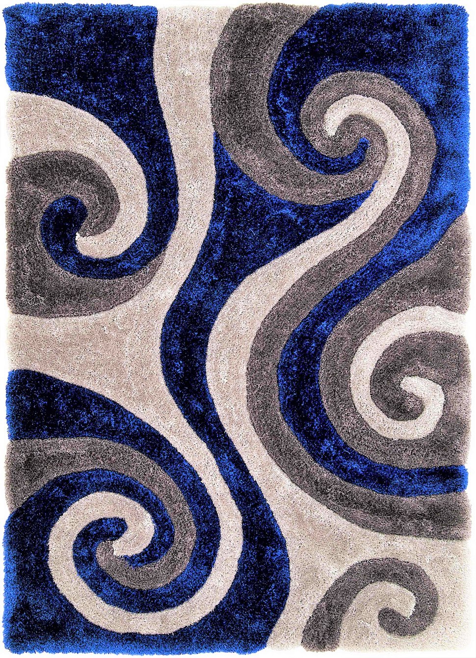3-D Hand Carved Shaggy Rug - Soft Modern Colors