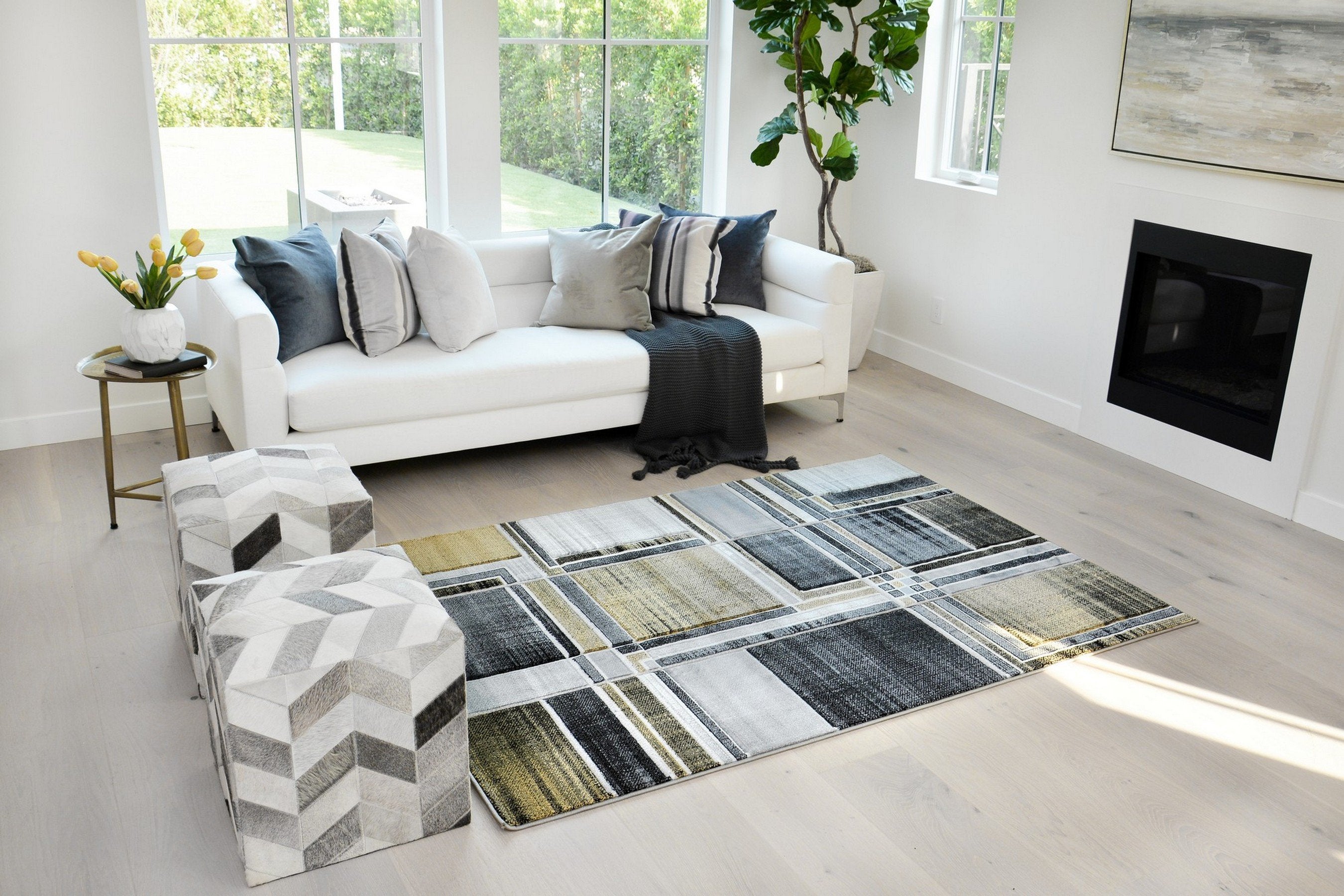 Modern Cubism Area Rug – Hand Carved and Stylish