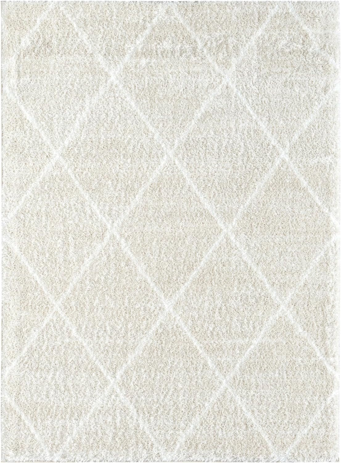 HR Luxurious Moroccan Diamond Shag Rug | Plush 1-Inch-High Pile Soft & Durable Area Rug  #26222