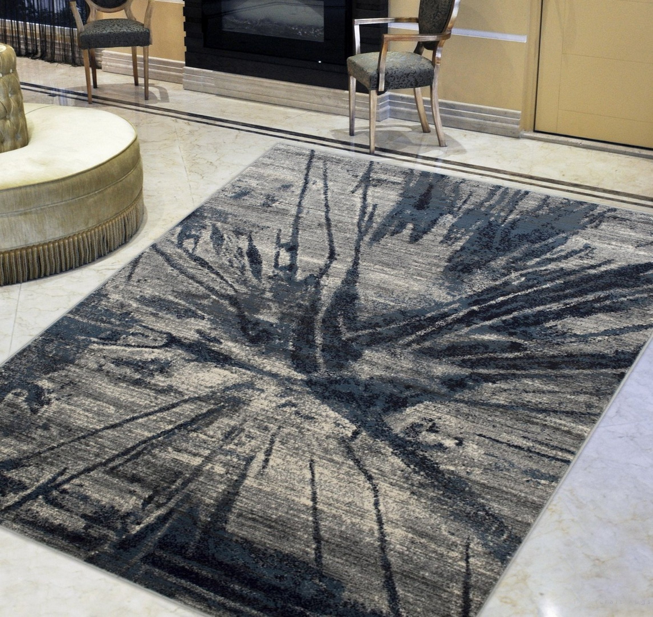 Abstract Splash Pattern Rug - Burgundy, Maroon, and Gold Design