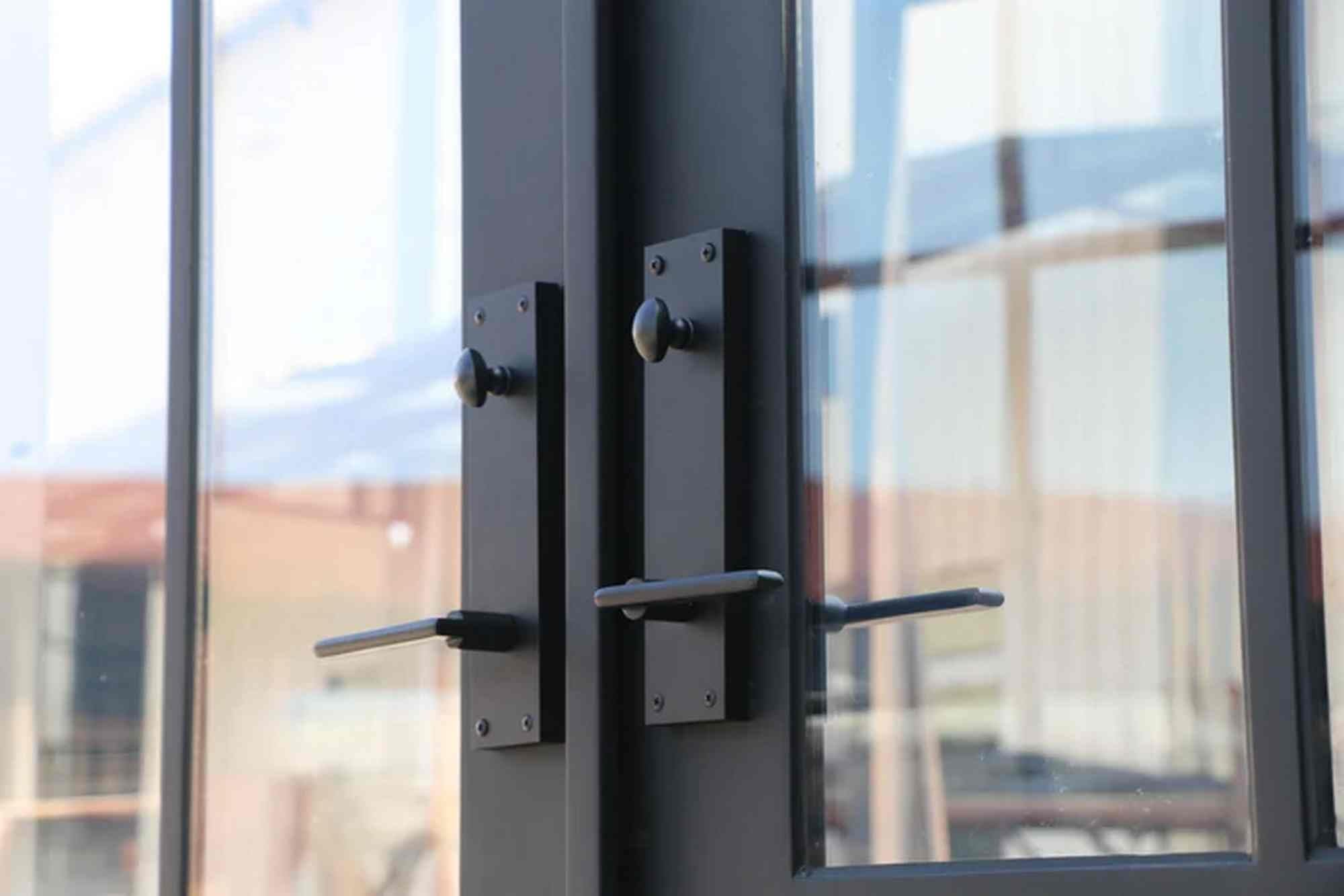 HR Matte Black French Iron Steel Door with Handle and Locks, Right Outswing, Elegant Entrance Door for Home and Office 72 x 96