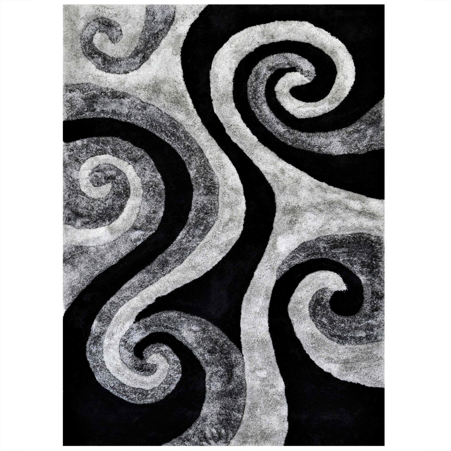 3-D Hand Carved Shaggy Rug - Soft Modern Colors
