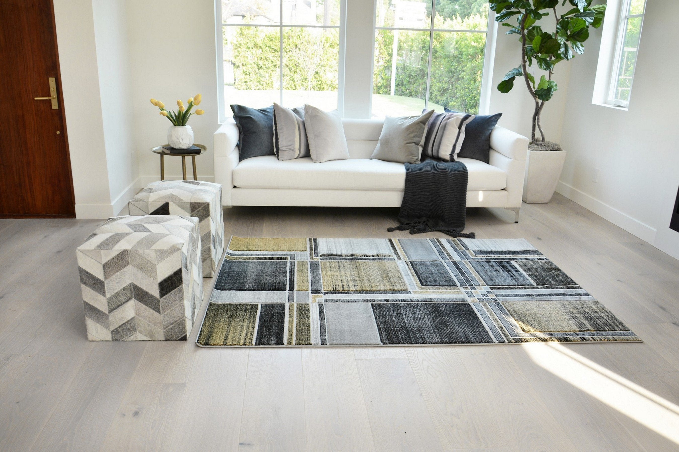 Modern Cubism Area Rug – Hand Carved and Stylish