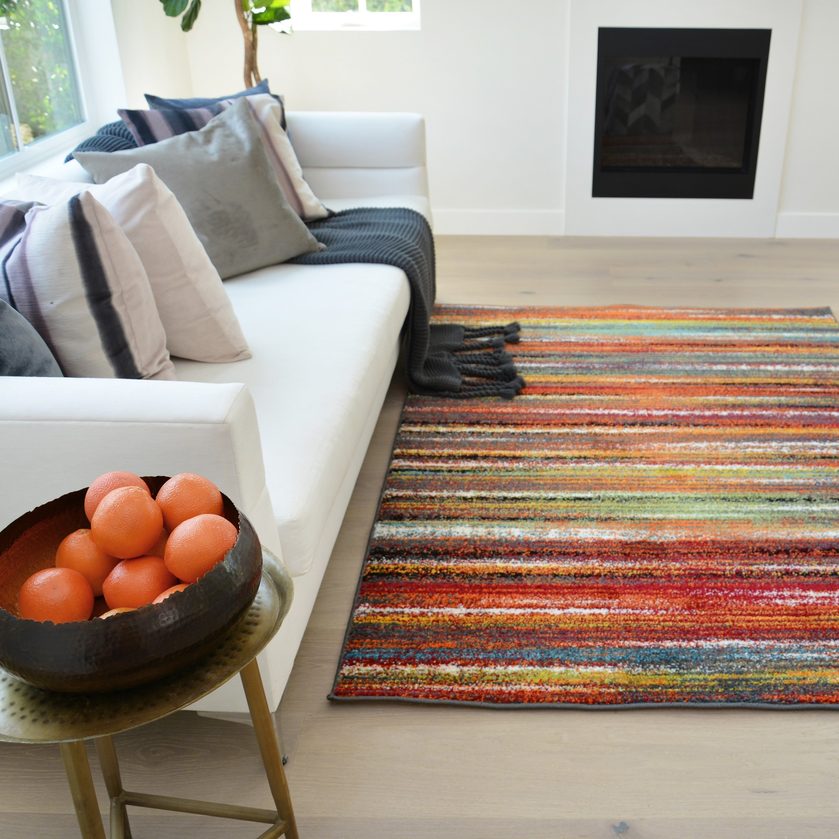 Colorful Stripped Rainbow Area Rug