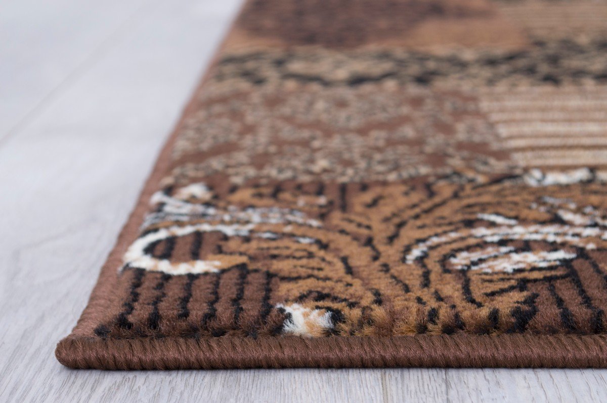 Brown Chocolate Beige Abstract Area Rug Modernpatchwork Pattern Frloral (7'8" X10')