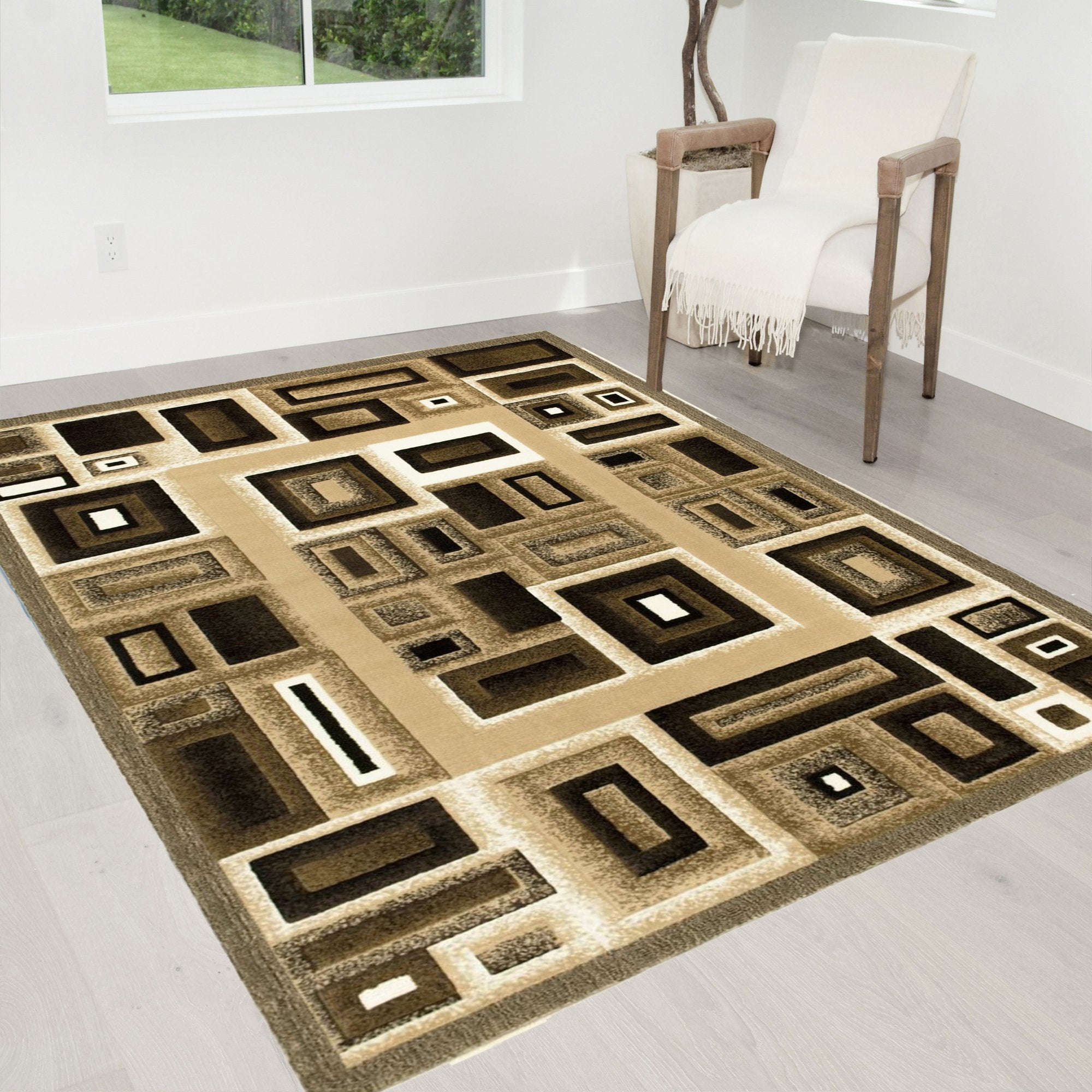 Frame/Boxy/Cube Pattern-Shed Free Rug