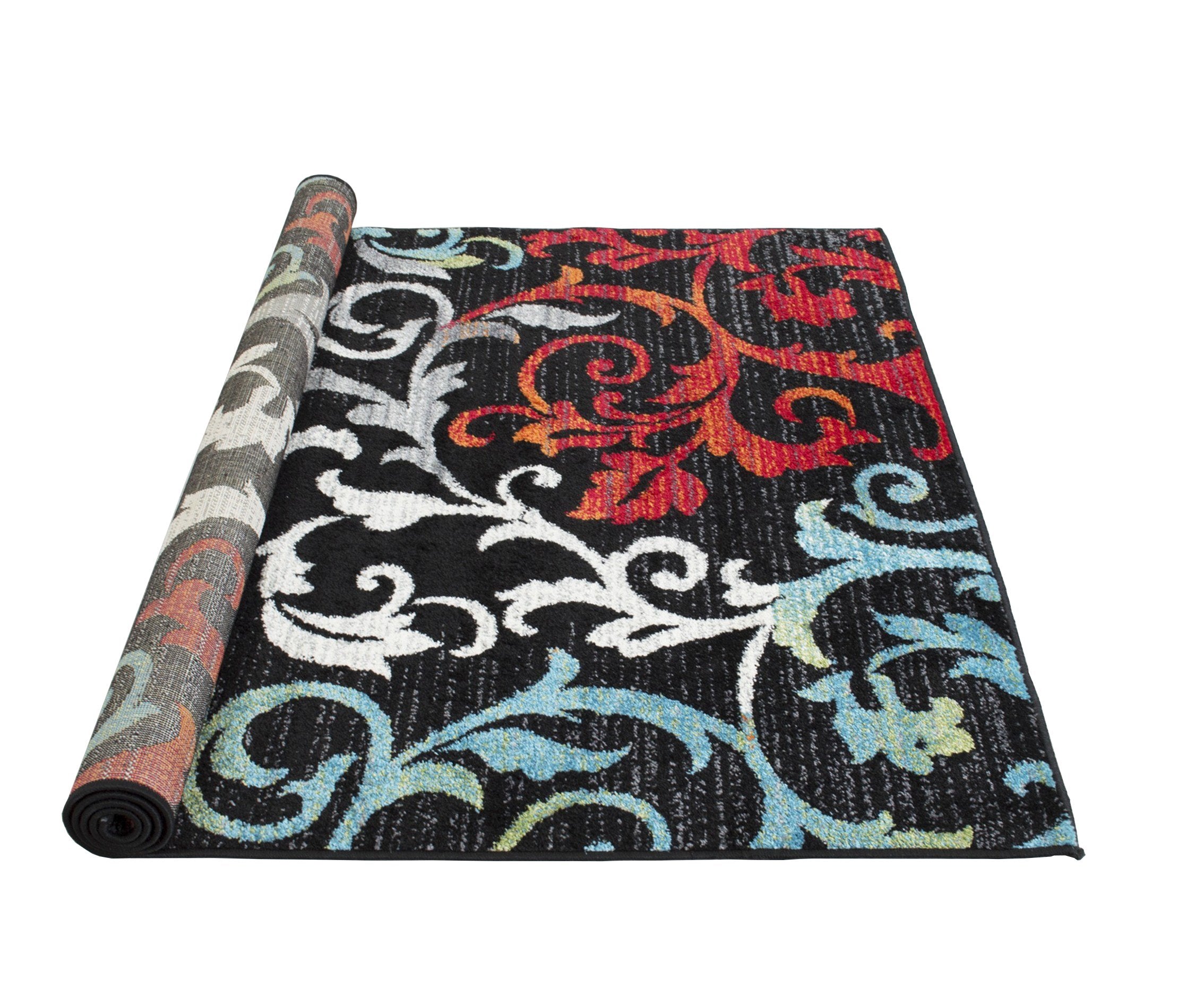 Turquoise/Ivory/Orange/Red/Black  Allover Rug