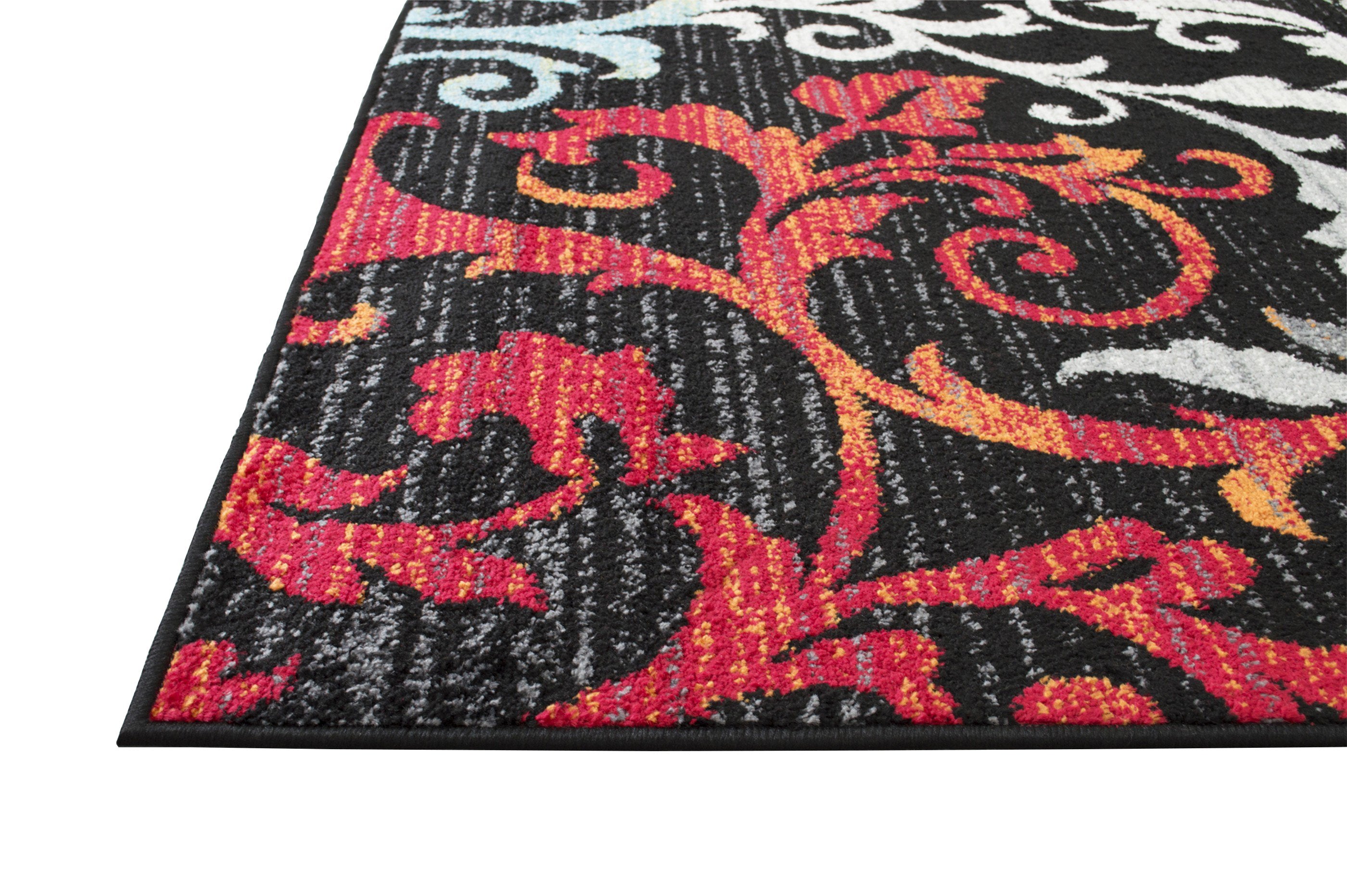 Turquoise/Ivory/Orange/Red/Black  Allover Rug