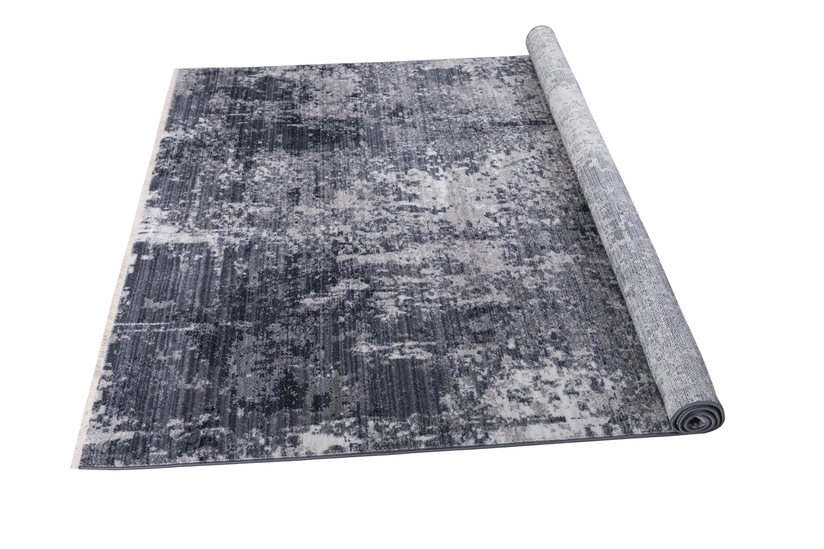 Abstract Distressed Area Rug Leno Weave Abrash Foldable #56