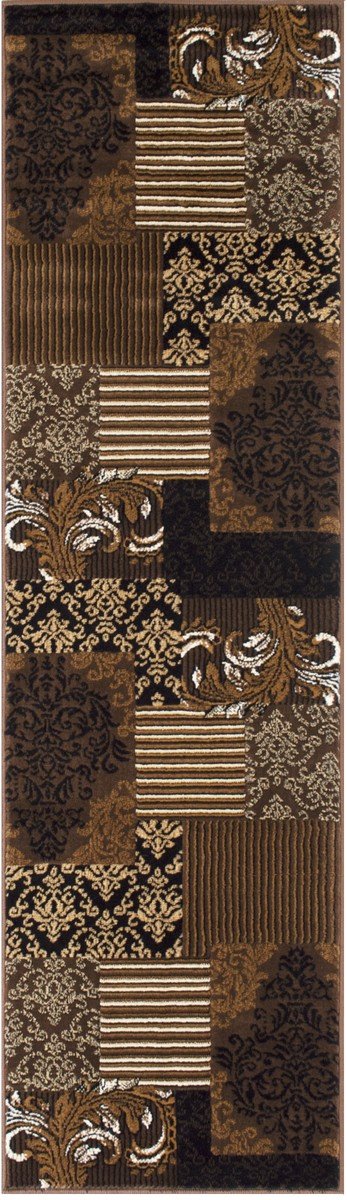 Brown Chocolate Beige Abstract Area Rug Modernpatchwork Pattern Frloral (7'8" X10')
